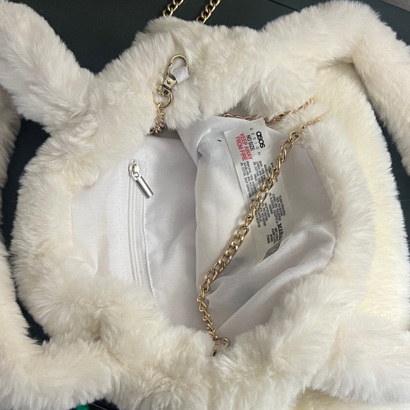 ASOS Fuzzy White Smiley Face Tote Bag - Picture 2 of 4